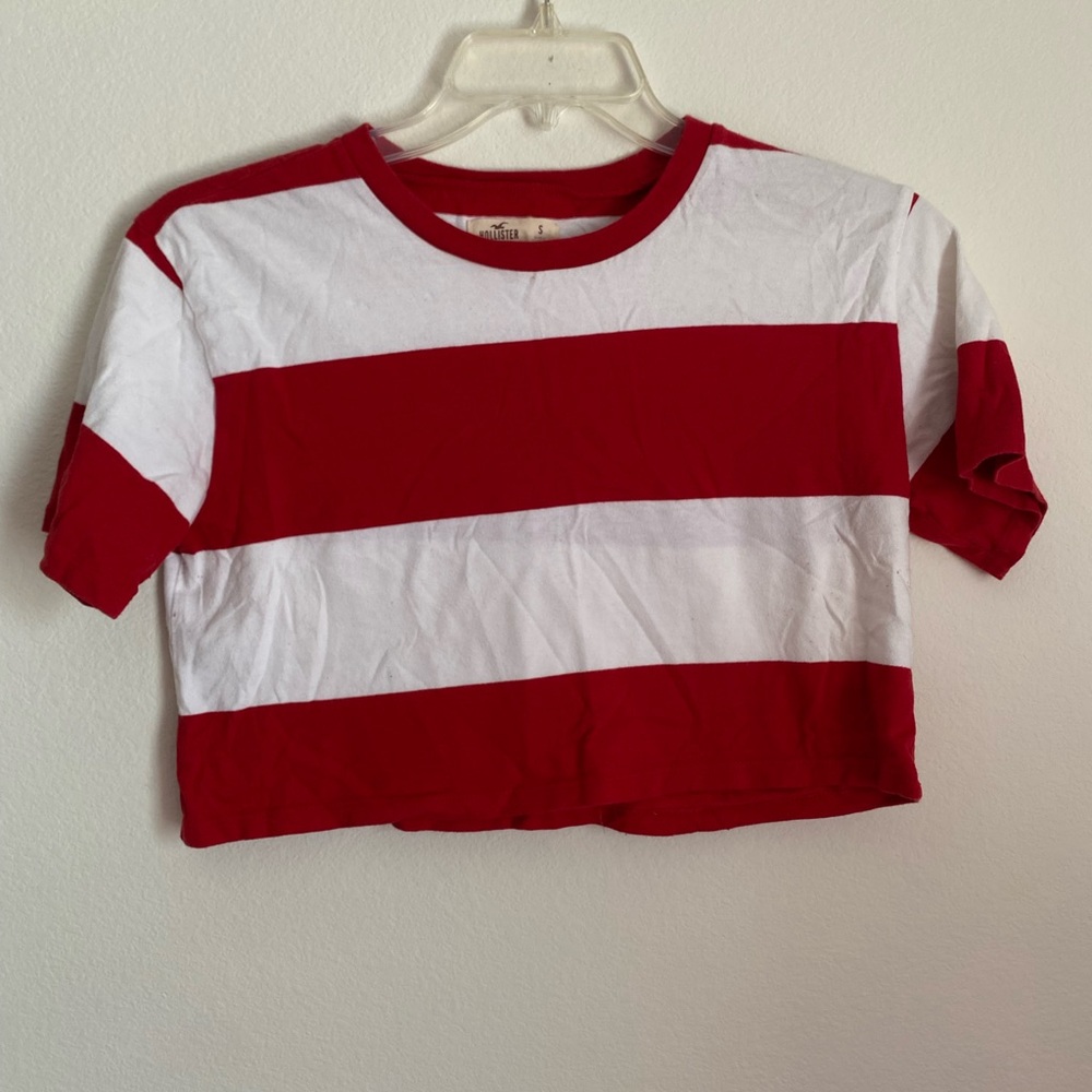 retro red + white hollister americana preppy baby tee